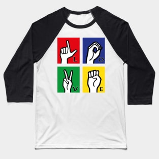 Love Hand Sign - Square Colorful Baseball T-Shirt